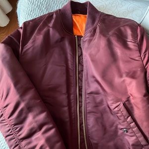 EUC burgundy alpha industries bomber jacket